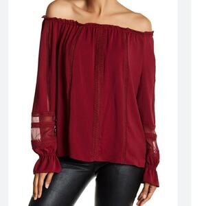 Ramy Brook New York Thea Off the Shoulder Top Mahogany Red XS